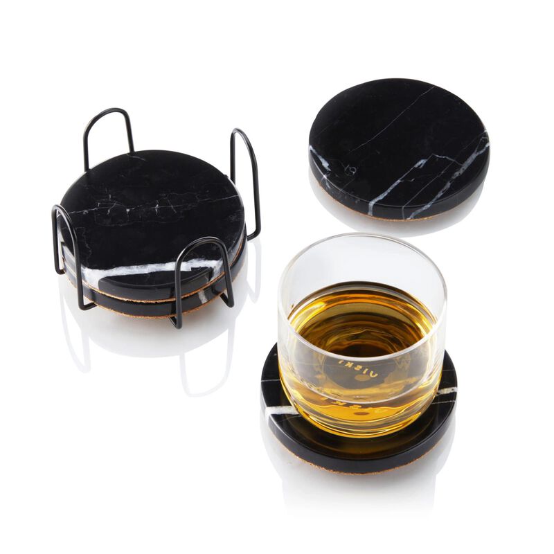 Black Marble Coaster Set by Viski® image number 2